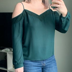 Emerald, Cold Shoulder Lace Detail EXPRESS Blouse